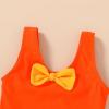 imageYOUNGER TREE Toddler Swimsuit Girl Cute Stripe OnePiece Ruffle Swimwear Baby Girl Bathing Suits with BowOrange and Yellow Bow