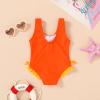 imageYOUNGER TREE Toddler Swimsuit Girl Cute Stripe OnePiece Ruffle Swimwear Baby Girl Bathing Suits with BowOrange and Yellow Bow