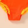 imageYOUNGER TREE Toddler Swimsuit Girl Cute Stripe OnePiece Ruffle Swimwear Baby Girl Bathing Suits with BowOrange and Yellow Bow