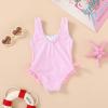 imageYOUNGER TREE Toddler Swimsuit Girl Cute Stripe OnePiece Ruffle Swimwear Baby Girl Bathing Suits with BowPink Stirpes