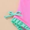 imageYOUNGER TREE Toddler Swimsuit Girl Cute Stripe OnePiece Ruffle Swimwear Baby Girl Bathing Suits with BowPink and Green Bow