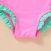 imageYOUNGER TREE Toddler Swimsuit Girl Cute Stripe OnePiece Ruffle Swimwear Baby Girl Bathing Suits with BowPink and Green Bow