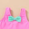 imageYOUNGER TREE Toddler Swimsuit Girl Cute Stripe OnePiece Ruffle Swimwear Baby Girl Bathing Suits with BowPink and Green Bow