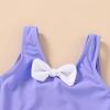 imageYOUNGER TREE Toddler Swimsuit Girl Cute Stripe OnePiece Ruffle Swimwear Baby Girl Bathing Suits with BowPurple and White Bow