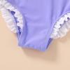 imageYOUNGER TREE Toddler Swimsuit Girl Cute Stripe OnePiece Ruffle Swimwear Baby Girl Bathing Suits with BowPurple and White Bow