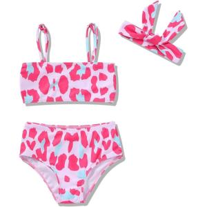 imageYOUNGER TREE Toddler Swimsuit Girl 2Pieces Leopard Bathing Suits Halter Top Bikini Bottoms Swimming Suit Kids Beach Swimwear 56T Rose Red Leopard