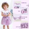 imageYOUNGER TREE Baby Girls 1st Birthday Outfit ONE Romper Tulle Tutu Skirt with Headband Sets Baby First Princess DressButterfly