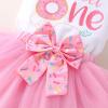 imageYOUNGER TREE Baby Girls 1st Birthday Outfit ONE Romper Tulle Tutu Skirt with Headband Sets Baby First Princess DressDoughnut