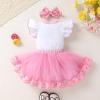 imageYOUNGER TREE Baby Girls 1st Birthday Outfit ONE Romper Tulle Tutu Skirt with Headband Sets Baby First Princess DressDoughnut