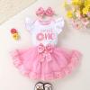 imageYOUNGER TREE Baby Girls 1st Birthday Outfit ONE Romper Tulle Tutu Skirt with Headband Sets Baby First Princess DressDoughnut