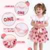 imageYOUNGER TREE Baby Girls 1st Birthday Outfit ONE Romper Tulle Tutu Skirt with Headband Sets Baby First Princess DressStrawberry