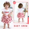 imageYOUNGER TREE Baby Girls 1st Birthday Outfit ONE Romper Tulle Tutu Skirt with Headband Sets Baby First Princess DressStrawberry