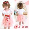imageYOUNGER TREE Baby Girls 1st Birthday Outfit ONE Romper Tulle Tutu Skirt with Headband Sets Baby First Princess DressWatermelon