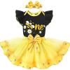 imageYOUNGER TREE Baby Girls 1st Birthday Outfit ONE Romper Tulle Tutu Skirt with Headband Sets Baby First Princess DressBee