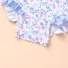imageYOUNGER TREE Infant Baby Girls Swimsuit Long Sleeve Swimsuits One Piece Swimsuit Solid Color Bathing Suit with Hat UPF 50Blue Border Floral Fragments