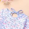 imageYOUNGER TREE Infant Baby Girls Swimsuit Long Sleeve Swimsuits One Piece Swimsuit Solid Color Bathing Suit with Hat UPF 50Blue Border Floral Fragments