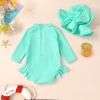 imageYOUNGER TREE Infant Baby Girls Swimsuit Long Sleeve Swimsuits One Piece Swimsuit Solid Color Bathing Suit with Hat UPF 50Green