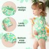 imageYOUNGER TREE Infant Baby Girls Swimsuit Long Sleeve Swimsuits One Piece Swimsuit Solid Color Bathing Suit with Hat UPF 50Green Edged Daisy