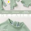 imageYOUNGER TREE Infant Baby Girls Swimsuit Long Sleeve Swimsuits One Piece Swimsuit Solid Color Bathing Suit with Hat UPF 50Light Green