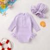 imageYOUNGER TREE Infant Baby Girls Swimsuit Long Sleeve Swimsuits One Piece Swimsuit Solid Color Bathing Suit with Hat UPF 50Light Purple