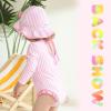 imageYOUNGER TREE Infant Baby Girls Swimsuit Long Sleeve Swimsuits One Piece Swimsuit Solid Color Bathing Suit with Hat UPF 50Pink Border Stripes