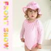 imageYOUNGER TREE Infant Baby Girls Swimsuit Long Sleeve Swimsuits One Piece Swimsuit Solid Color Bathing Suit with Hat UPF 50Pink Border Stripes