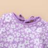 imageYOUNGER TREE Infant Baby Girls Swimsuit Long Sleeve Swimsuits One Piece Swimsuit Solid Color Bathing Suit with Hat UPF 50Purple Floral Fragments