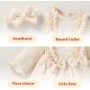 imageYOUNGER TREE Baby Girl Romper Fall Winter Long Sleeve Newborn Bodysuit with Headband Infant ClothesCream