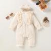 imageYOUNGER TREE Baby Girl Romper Fall Winter Long Sleeve Newborn Bodysuit with Headband Infant ClothesCream
