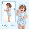 imageYOUNGER TREE Newborn Baby Girl Clothes Ruffle Sleeve Rompers Infant Backless Floral Jumpsuit Summer Outfits with HeadbandBlue