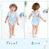 imageYOUNGER TREE Newborn Baby Girl Clothes Ruffle Sleeve Rompers Infant Backless Floral Jumpsuit Summer Outfits with HeadbandBlue
