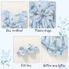 imageYOUNGER TREE Newborn Baby Girl Clothes Ruffle Sleeve Rompers Infant Backless Floral Jumpsuit Summer Outfits with HeadbandBlue