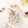 imageYOUNGER TREE Newborn Baby Girl Clothes Ruffle Sleeve Rompers Infant Backless Floral Jumpsuit Summer Outfits with HeadbandKhaki