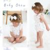 imageYOUNGER TREE Newborn Baby Girl Clothes Ruffle Sleeve Rompers Infant Backless Floral Jumpsuit Summer Outfits with HeadbandWhite Blue Floral