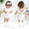 imageYOUNGER TREE Newborn Baby Girl Clothes Ruffle Sleeve Rompers Infant Backless Floral Jumpsuit Summer Outfits with HeadbandWhite Blue Floral