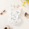 imageYOUNGER TREE Newborn Baby Girl Clothes Ruffle Sleeve Rompers Infant Backless Floral Jumpsuit Summer Outfits with HeadbandWhite Floral