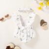 imageYOUNGER TREE Newborn Baby Girl Clothes Ruffle Sleeve Rompers Infant Backless Floral Jumpsuit Summer Outfits with HeadbandWhite Floral
