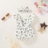 imageYOUNGER TREE Newborn Baby Girl Clothes Ruffle Sleeve Rompers Infant Backless Floral Jumpsuit Summer Outfits with HeadbandWhite Purple Floral