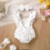 imageYOUNGER TREE Newborn Baby Girl Clothes Ruffle Sleeve Rompers Infant Backless Floral Jumpsuit Summer Outfits with HeadbandWhite Red Floral