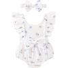 imageYOUNGER TREE Newborn Baby Girl Clothes Ruffle Sleeve Rompers Infant Backless Floral Jumpsuit Summer Outfits with HeadbandWhite Blue Floral