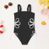 imageGirls Swimsuit One Piece Bathing Suit Adjustable Straps Solid Color Cut Out Butterfly Girls Swimwear for 714YBlack