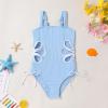 imageGirls Swimsuit One Piece Bathing Suit Adjustable Straps Solid Color Cut Out Butterfly Girls Swimwear for 714YBlue