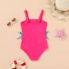 imageGirls Swimsuit One Piece Bathing Suit Adjustable Straps Solid Color Cut Out Butterfly Girls Swimwear for 714YHot Pink and Blue Butterfly