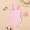 imageGirls Swimsuit One Piece Bathing Suit Adjustable Straps Solid Color Cut Out Butterfly Girls Swimwear for 714YPink and Butterfly