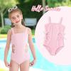 imageGirls Swimsuit One Piece Bathing Suit Adjustable Straps Solid Color Cut Out Butterfly Girls Swimwear for 714YPink and Butterfly