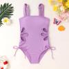 imageGirls Swimsuit One Piece Bathing Suit Adjustable Straps Solid Color Cut Out Butterfly Girls Swimwear for 714YPurple