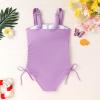 imageGirls Swimsuit One Piece Bathing Suit Adjustable Straps Solid Color Cut Out Butterfly Girls Swimwear for 714YPurple