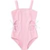 imageGirls Swimsuit One Piece Bathing Suit Adjustable Straps Solid Color Cut Out Butterfly Girls Swimwear for 714YPink and Butterfly