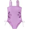 imageGirls Swimsuit One Piece Bathing Suit Adjustable Straps Solid Color Cut Out Butterfly Girls Swimwear for 714YPurple