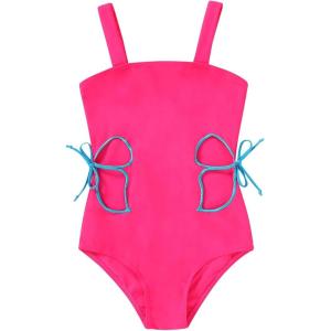 imageGirls Swimsuit One Piece Bathing Suit Adjustable Straps Solid Color Cut Out Butterfly Girls Swimwear for 714YHot Pink and Blue Butterfly